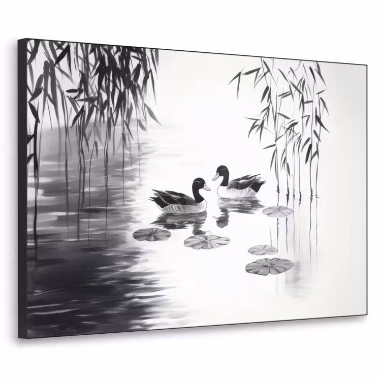 Art Frame - Eenden - Waterlelies - Riet - Zwart — 1