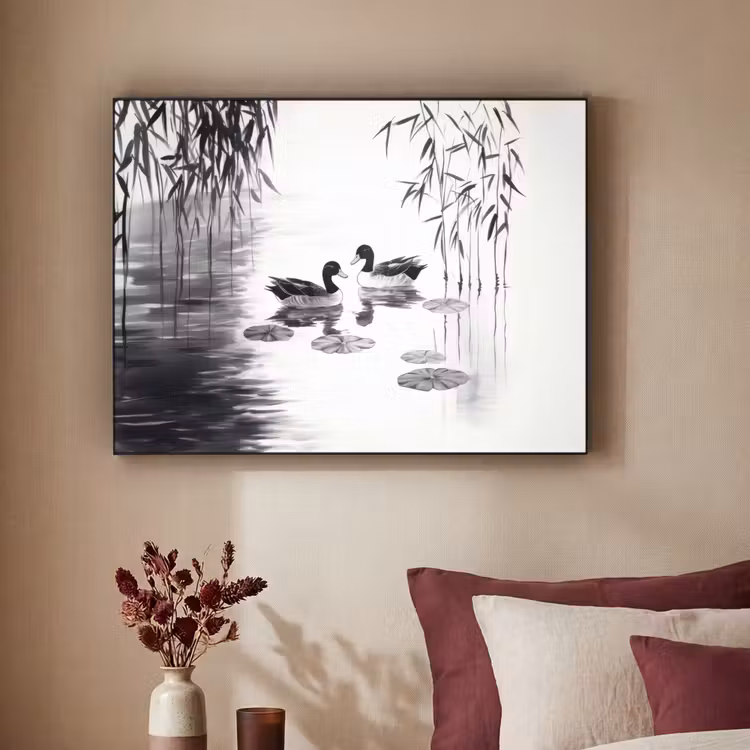 Art Frame - Eenden - Waterlelies - Riet - Zwart — 3