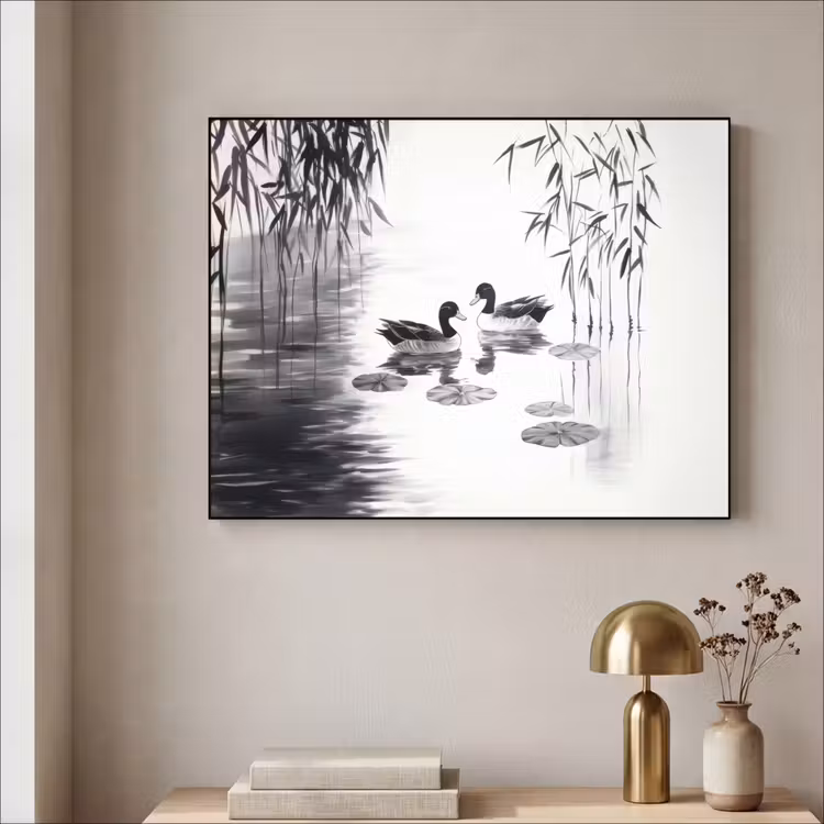 Art Frame - Eenden - Waterlelies - Riet - Zwart — 5