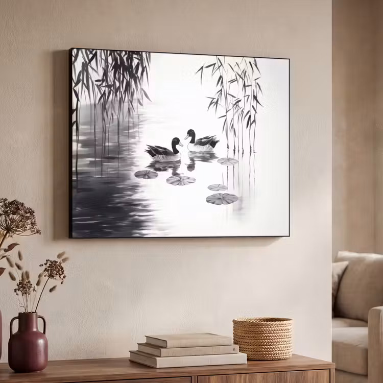Art Frame - Eenden - Waterlelies - Riet - Zwart — 7