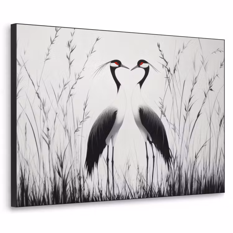 Art Frame - Kraanvogels - Gras - Hartvorm - Zwart — 1