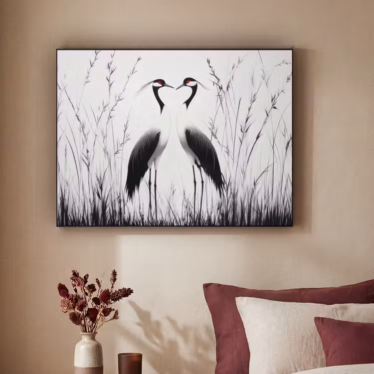 Art Frame - Kraanvogels - Gras - Hartvorm - Zwart — 3