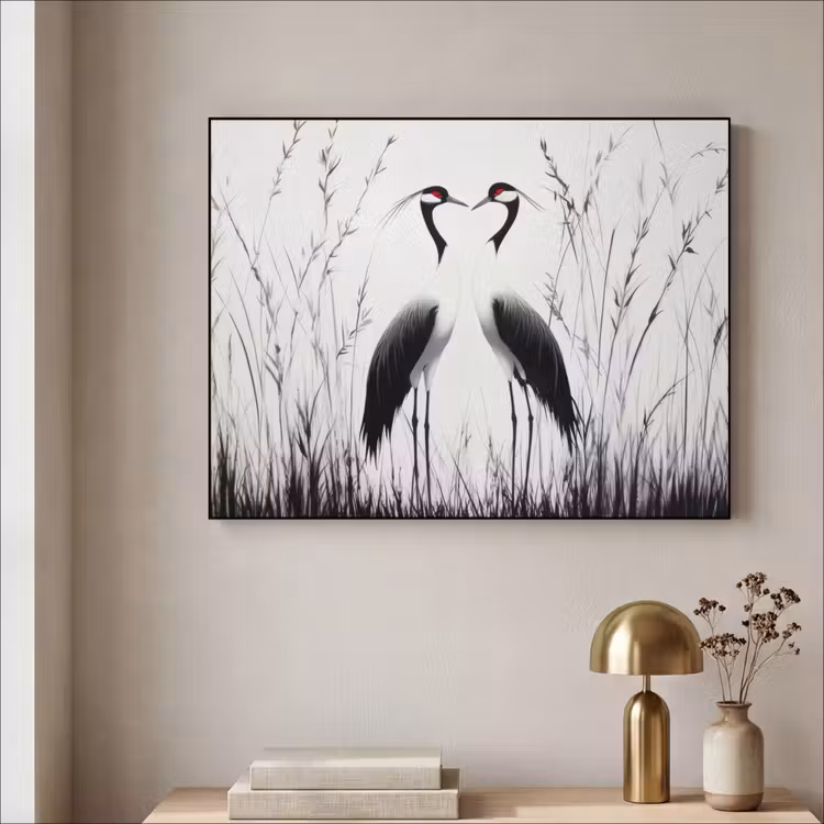 Art Frame - Kraanvogels - Gras - Hartvorm - Zwart — 5