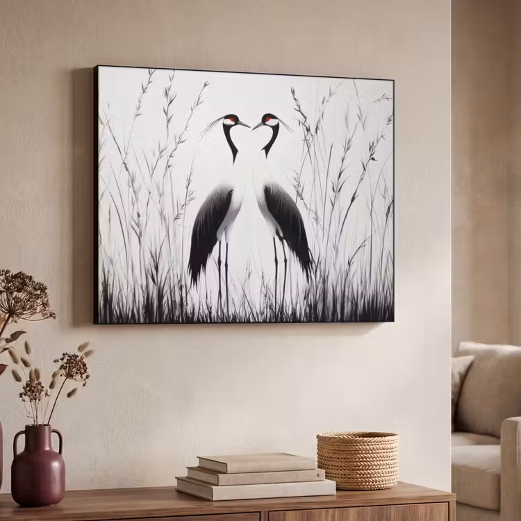 Art Frame - Kraanvogels - Gras - Hartvorm - Zwart — 7