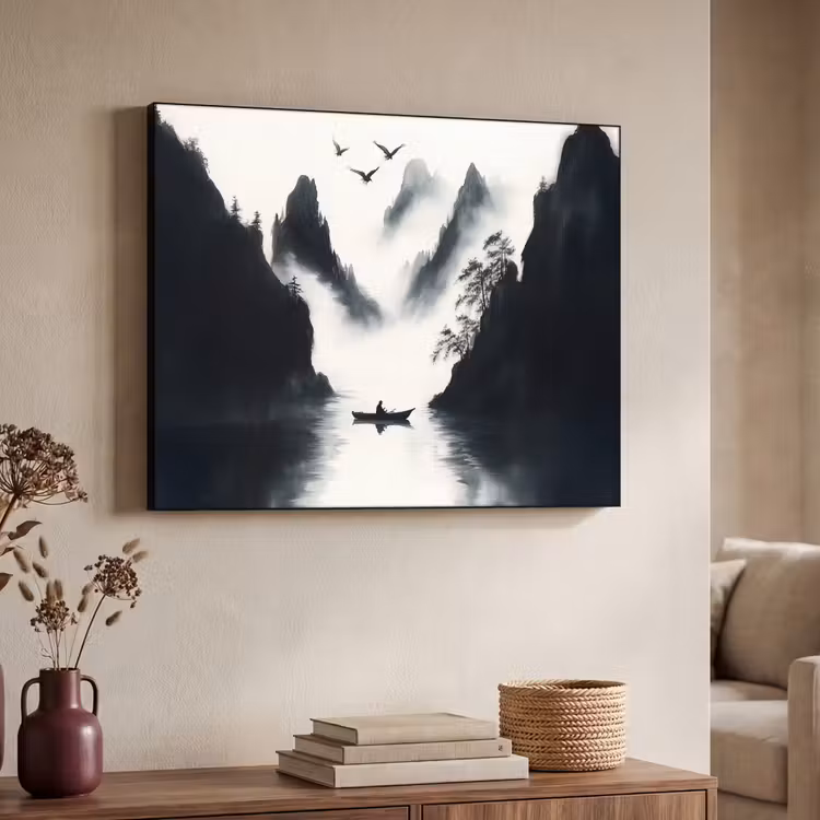 Art Frame - Roeiboot - Mistig - Bergen - Vogels — 7