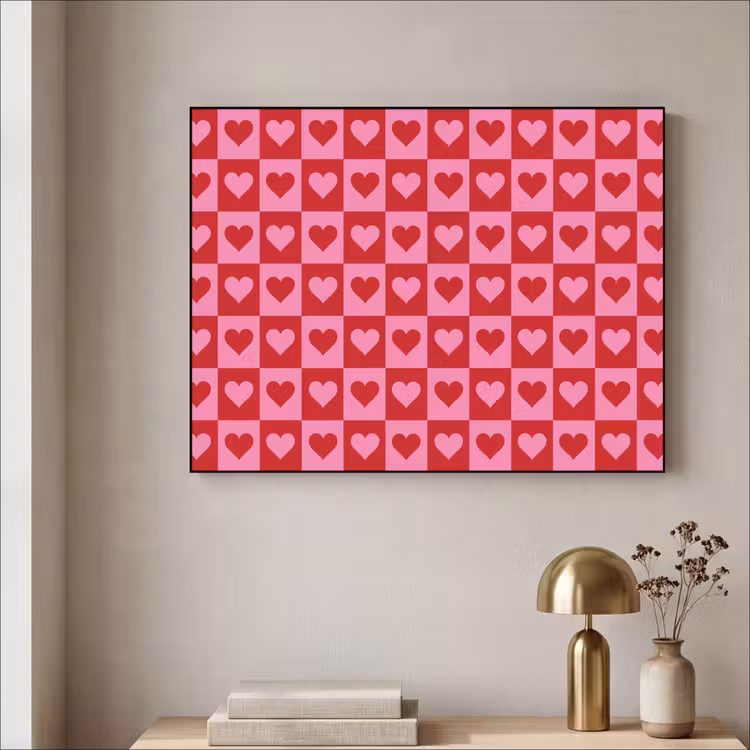 Art Frame - Rood - Roze - Schaakbord - Valentijn — 5