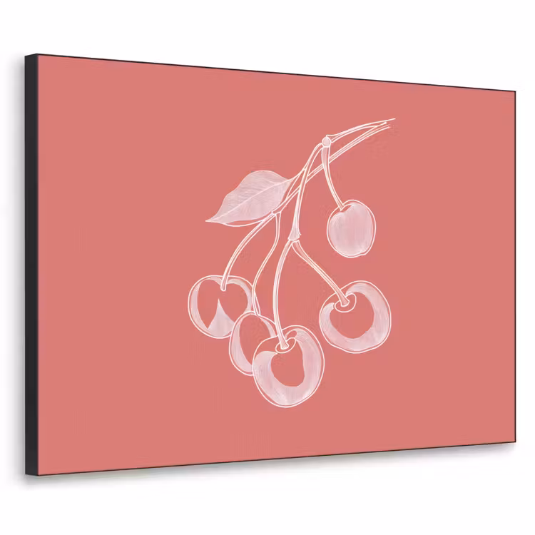 Art Frame - Lijnillustratie - Kersen - Tak - Wit — 1