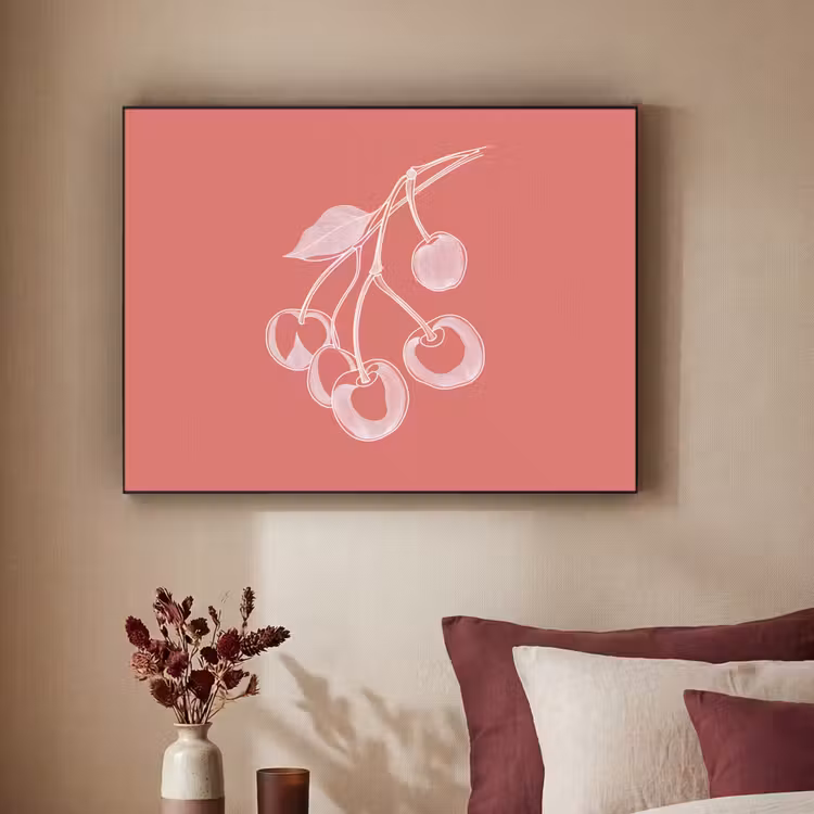 Art Frame - Lijnillustratie - Kersen - Tak - Wit — 3