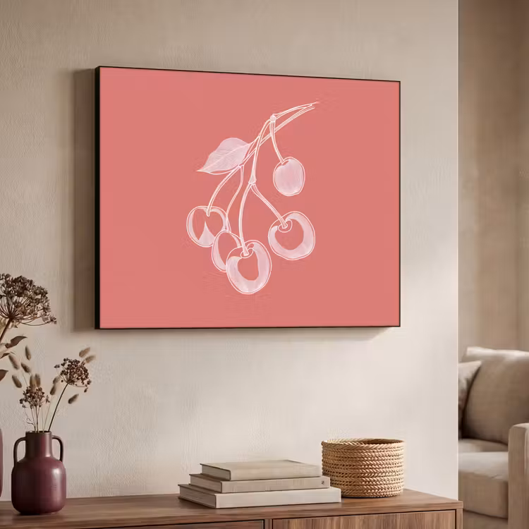 Art Frame - Lijnillustratie - Kersen - Tak - Wit — 7