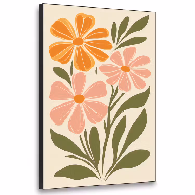 Art Frame - Minimalistisch - Bloemen - Bladeren - Roze — 1