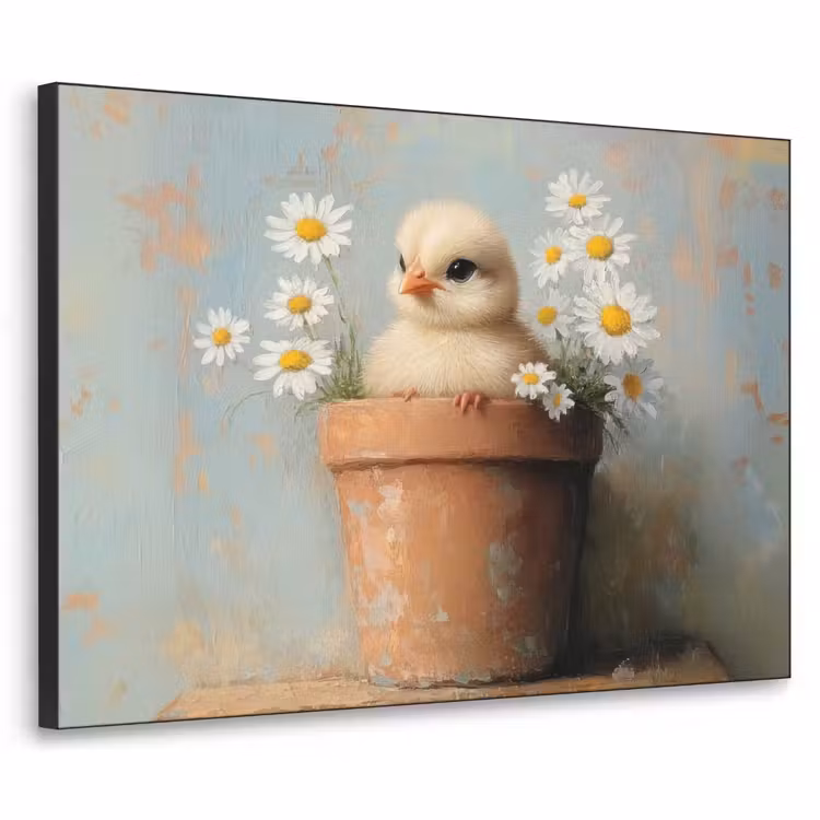 Art Frame - Bloempot - Kuiken - Bloemetjes — 1