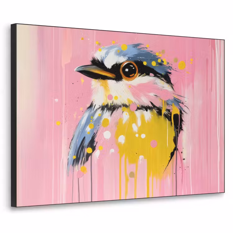 Art Frame - Vogel - Roze - Geel - Blauw — 1