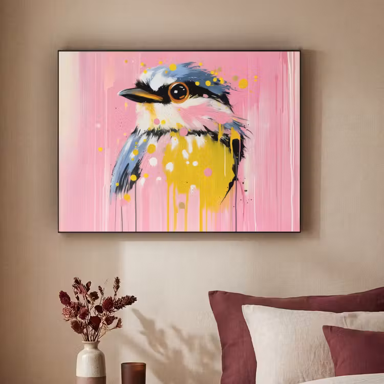 Art Frame - Vogel - Roze - Geel - Blauw — 3