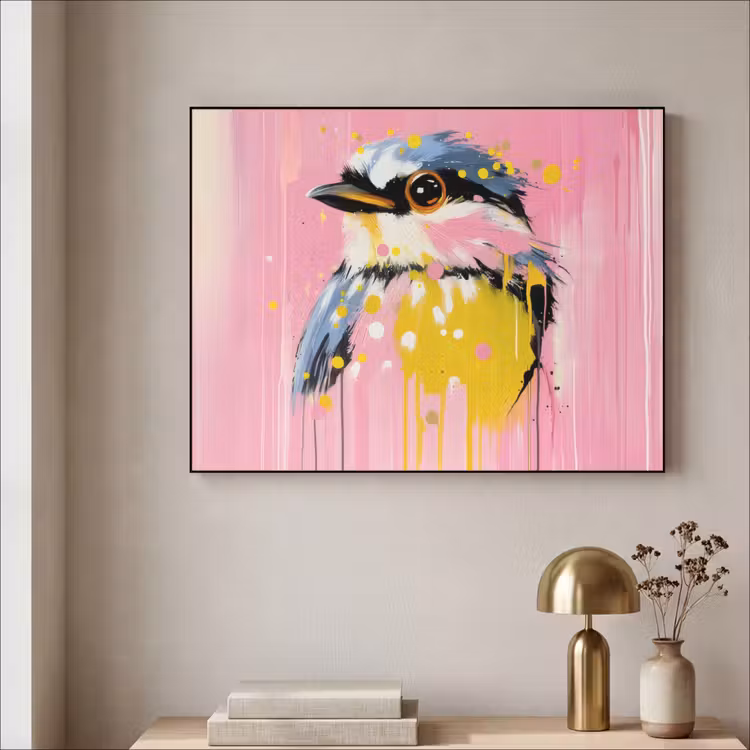 Art Frame - Vogel - Roze - Geel - Blauw — 5