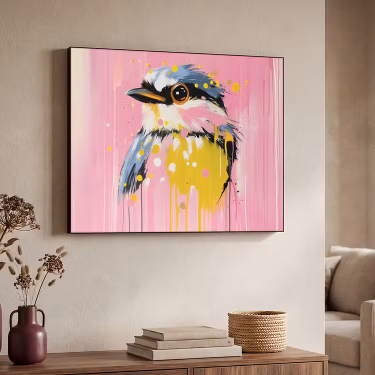 Art Frame - Vogel - Roze - Geel - Blauw — 7