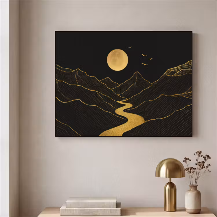 Art Frame - Rivier - Goud - Maan - Vogels — 5