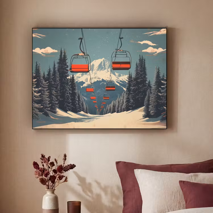 Art Frame - Sneeuw - Skilift - Rood - Bomen — 3