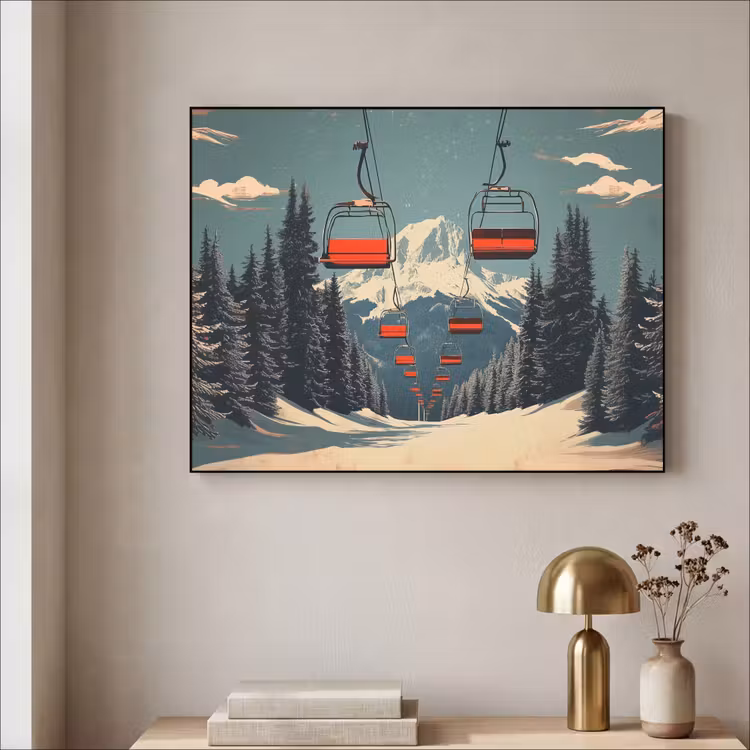 Art Frame - Sneeuw - Skilift - Rood - Bomen — 5