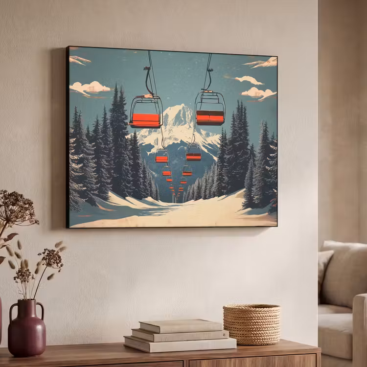 Art Frame - Sneeuw - Skilift - Rood - Bomen — 7