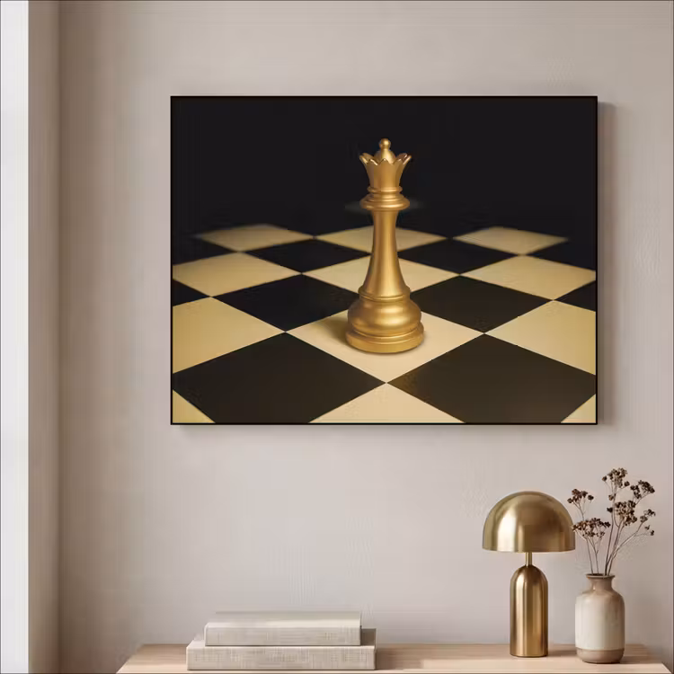 Art Frame - Koningin - Schaakstuk - Geblokt - Goud — 5