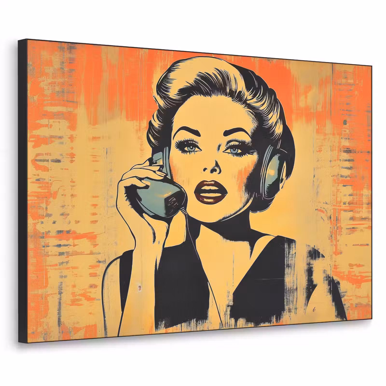 Art Frame - Retro - Vrouw - Koptelefoon - Oranje — 1