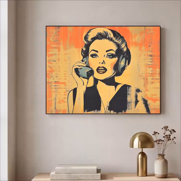 Art Frame - Retro - Vrouw - Koptelefoon - Oranje — 5