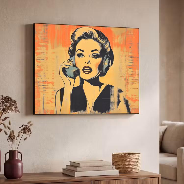Art Frame - Retro - Vrouw - Koptelefoon - Oranje — 7