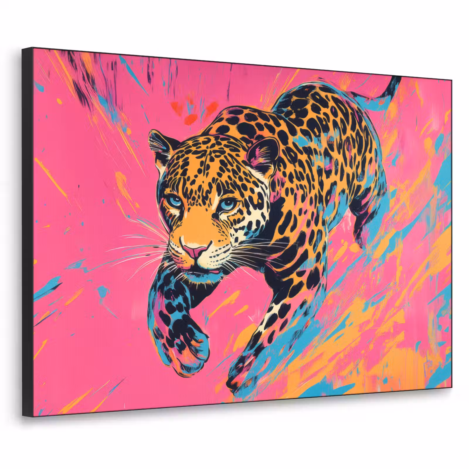 Art Frame - Luipaard - Roze - Oranje - Blauw - Verf — 1