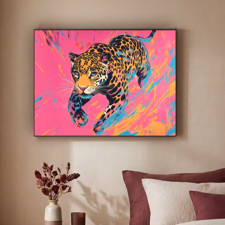 Art Frame - Luipaard - Roze - Oranje - Blauw - Verf — 3