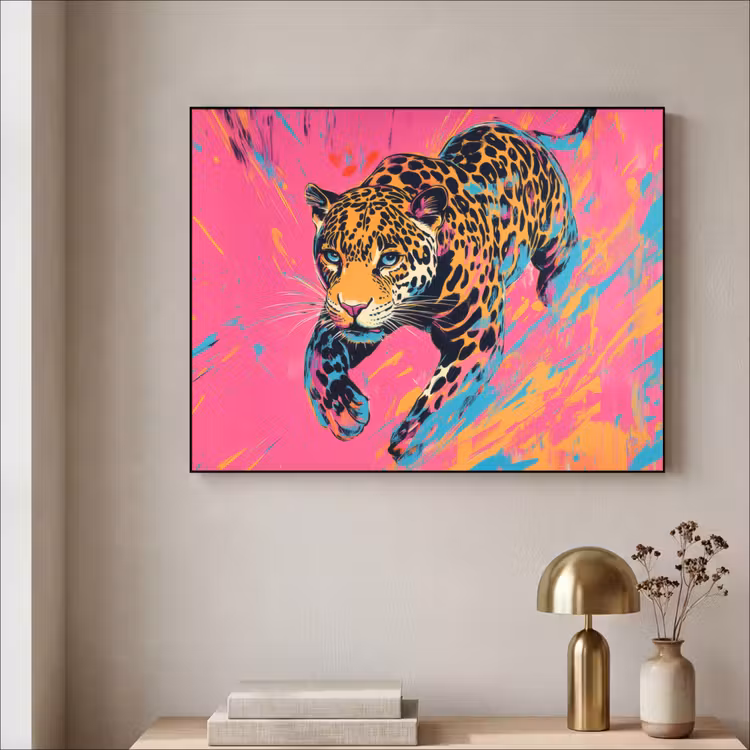 Art Frame - Luipaard - Roze - Oranje - Blauw - Verf — 5