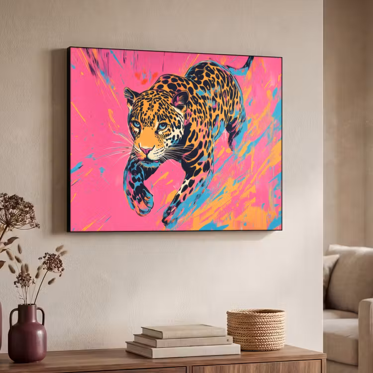 Art Frame - Luipaard - Roze - Oranje - Blauw - Verf — 7