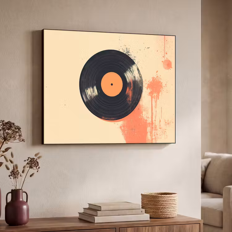 Art Frame - Vinylplaat - Zwart - Verfspatten - Retro — 7