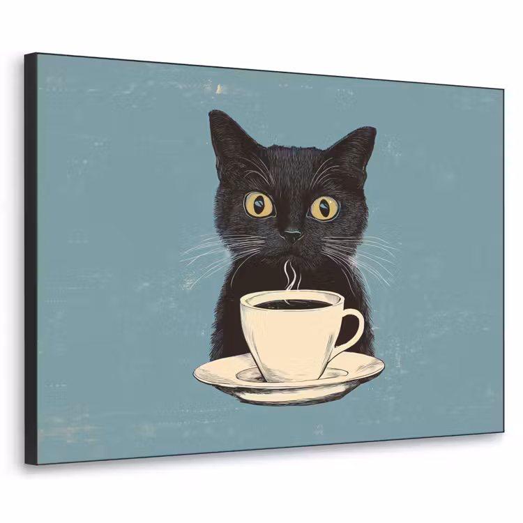 Art Frame - Kat - Zwart - Koffie - Minimalistisch — 1