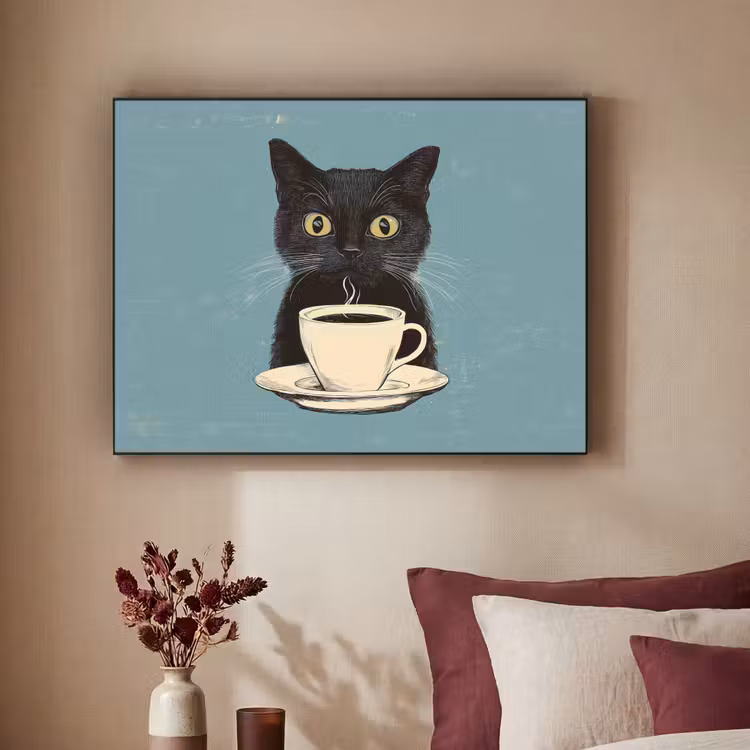 Art Frame - Kat - Zwart - Koffie - Minimalistisch — 3
