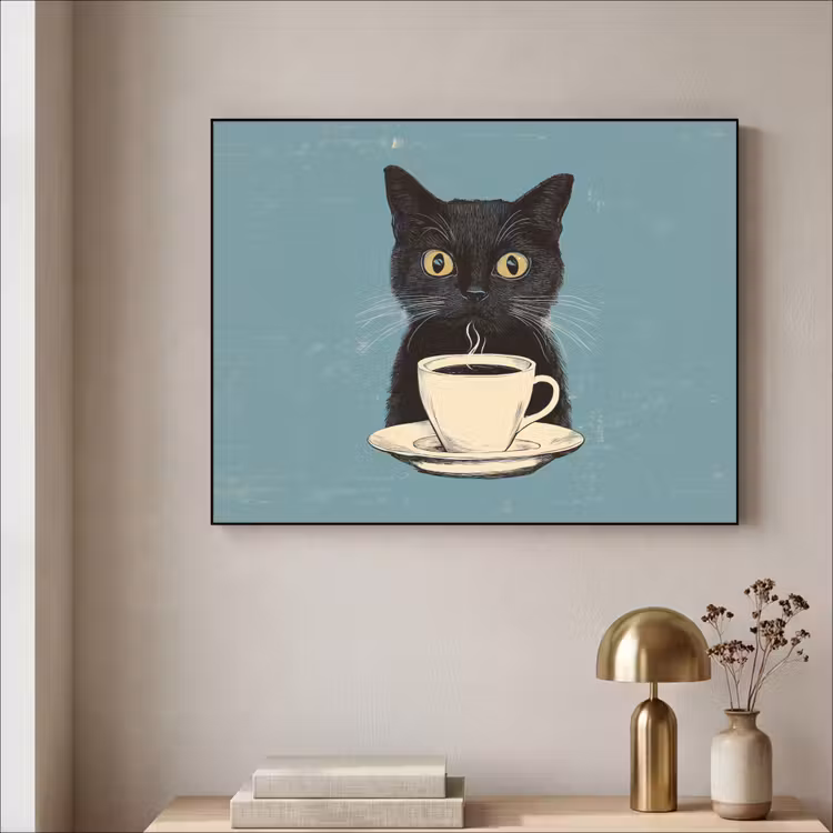Art Frame - Kat - Zwart - Koffie - Minimalistisch — 5