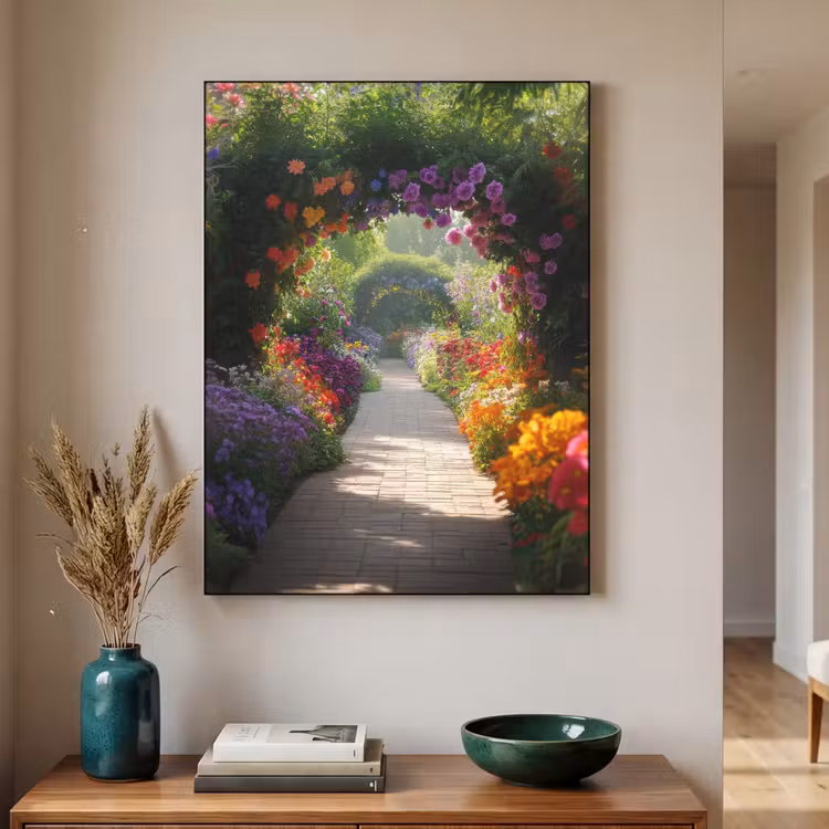 Art Frame - Doorkijk - Pad - Bloemen - Struik - Kleurrijk — 4