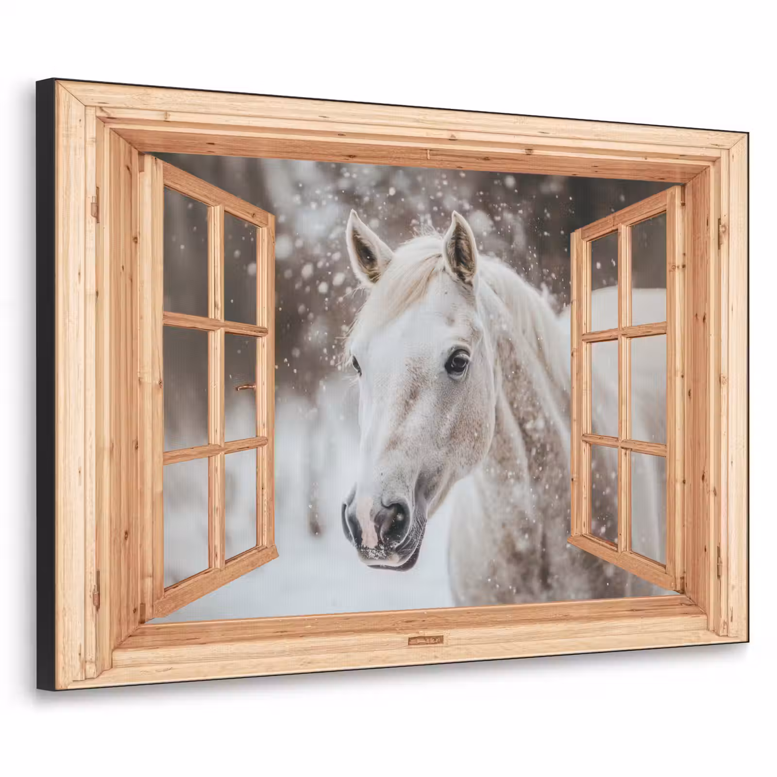 Art Frame - Doorkijk - Paard - Wit - Winter - Sneeuw - Dieren — 1