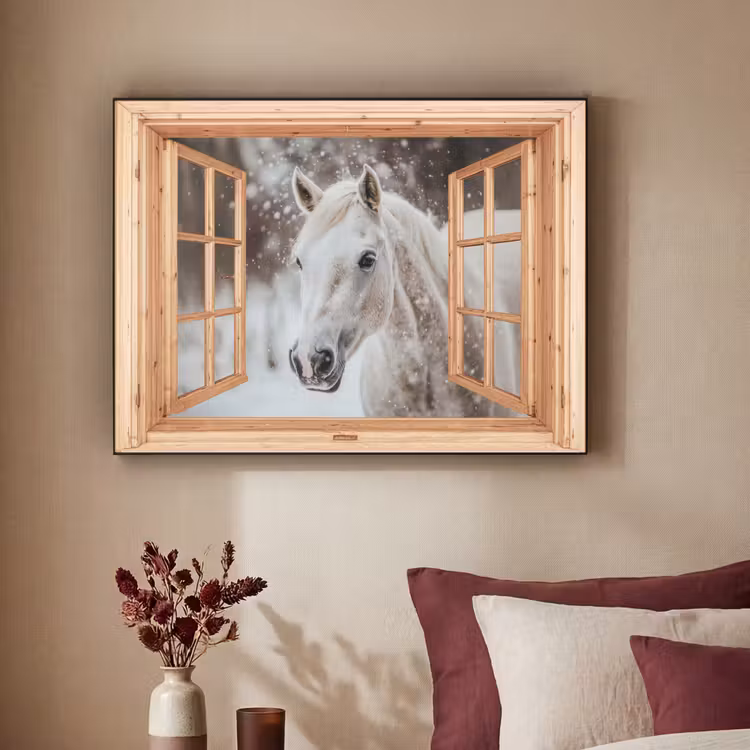Art Frame - Doorkijk - Paard - Wit - Winter - Sneeuw - Dieren — 3