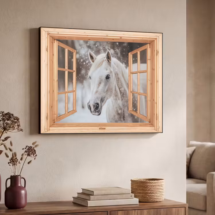 Art Frame - Doorkijk - Paard - Wit - Winter - Sneeuw - Dieren — 7