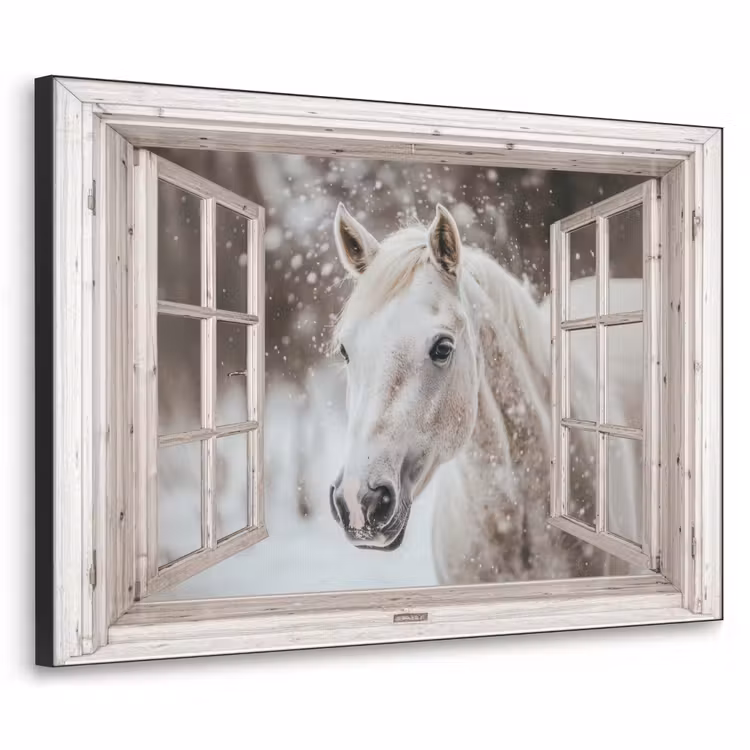 Art Frame - Paard - Wit - Winter - Sneeuw - Doorkijk - Dieren — 1