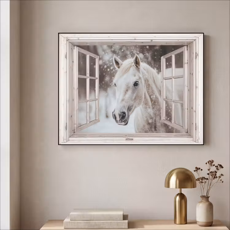 Art Frame - Paard - Wit - Winter - Sneeuw - Doorkijk - Dieren — 5