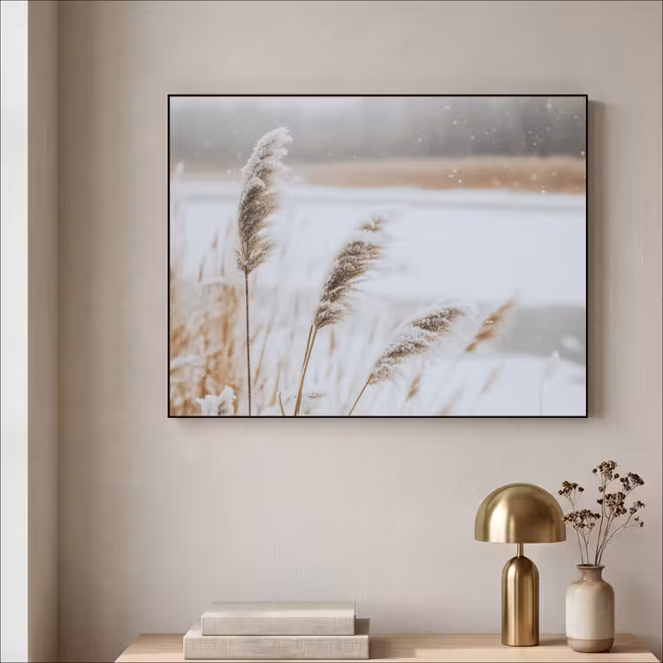 Art Frame - Riet - Meer - Winter - Natuur - Sneeuw - Beige — 5