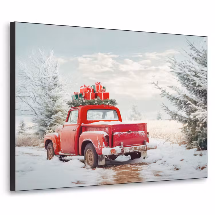 Art Frame - Auto - Rood - Cadeaus - Winter - Sneeuw - Kerst — 1