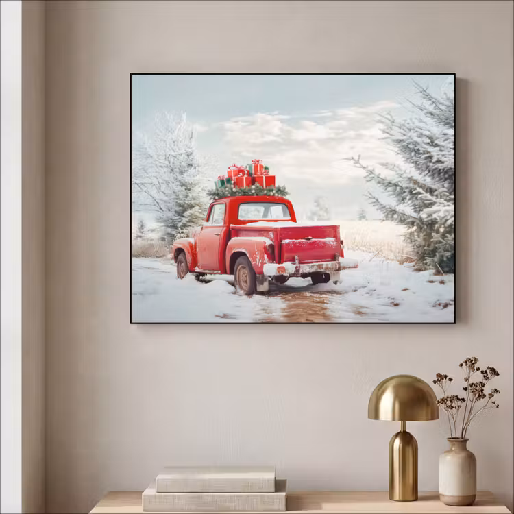 Art Frame - Auto - Rood - Cadeaus - Winter - Sneeuw - Kerst — 5