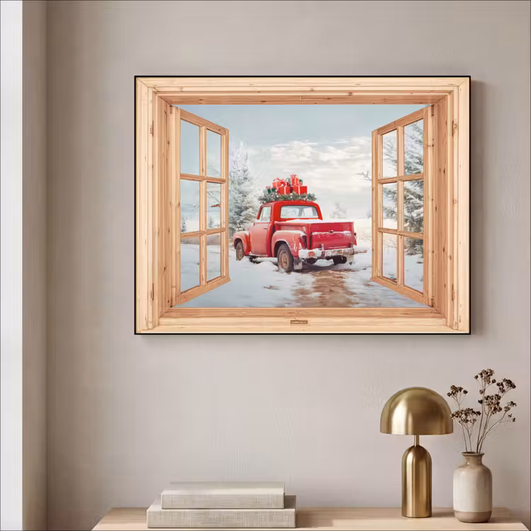 Art Frame - Doorkijk - Auto - Kerst - Cadeaus - Winter - Landschap — 5