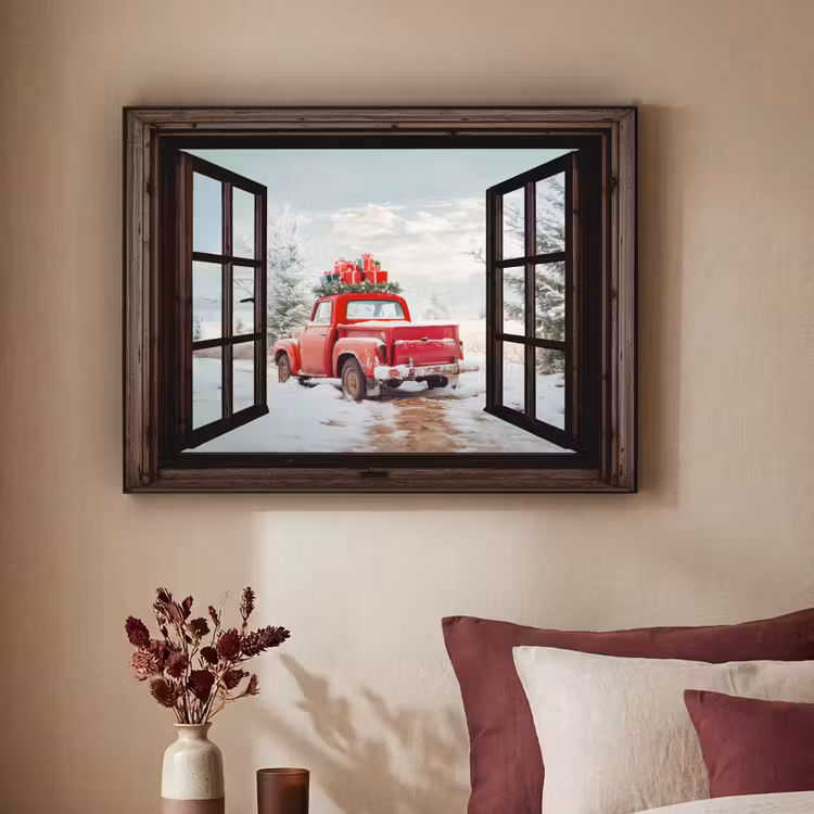 Art Frame - Doorkijk - Auto - Rood - Cadeaus - Winterlandschap - Kerst — 3