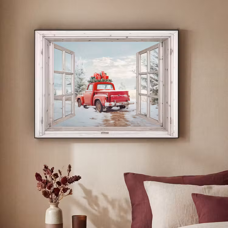 Art Frame - Auto - Rood - Cadeaus - Winter - Kerst - Doorkijk - Wit — 3