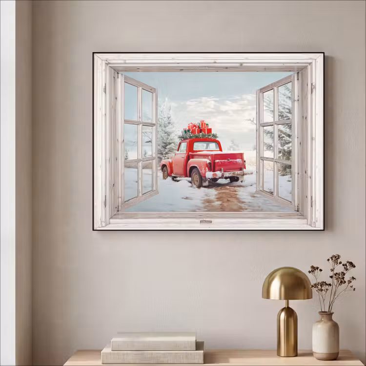 Art Frame - Auto - Rood - Cadeaus - Winter - Kerst - Doorkijk - Wit — 5