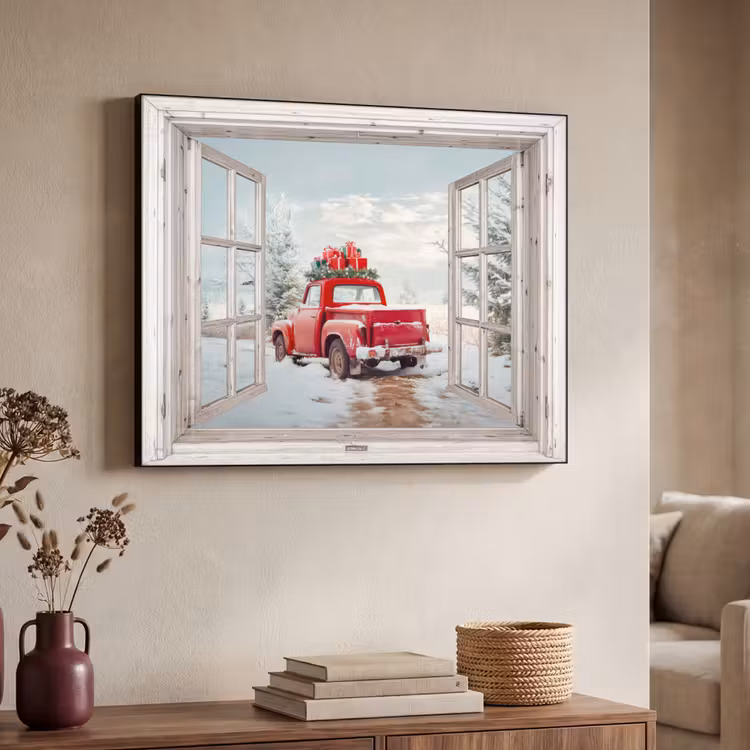 Art Frame - Auto - Rood - Cadeaus - Winter - Kerst - Doorkijk - Wit — 7