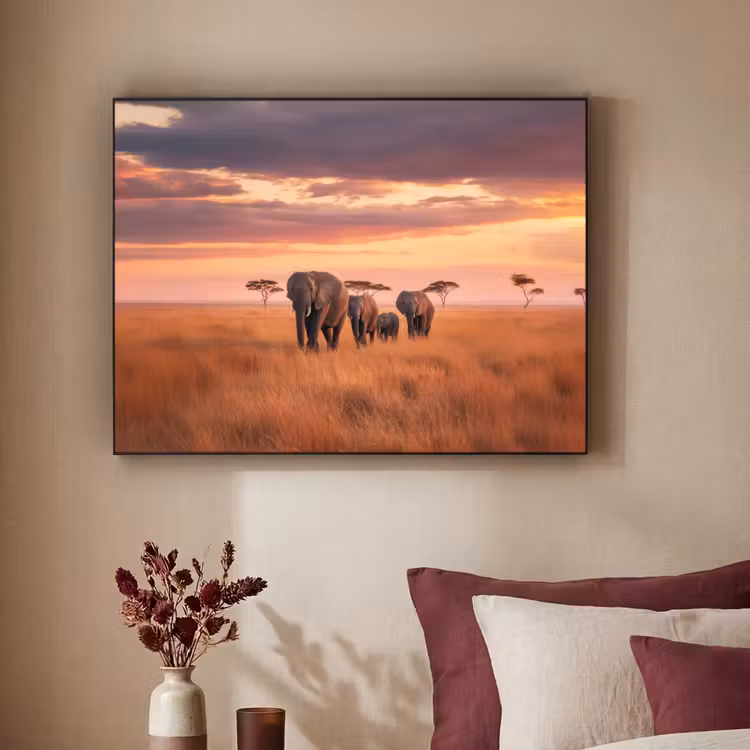 Art Frame - Groep olifanten - Open vlakte - Zon — 3